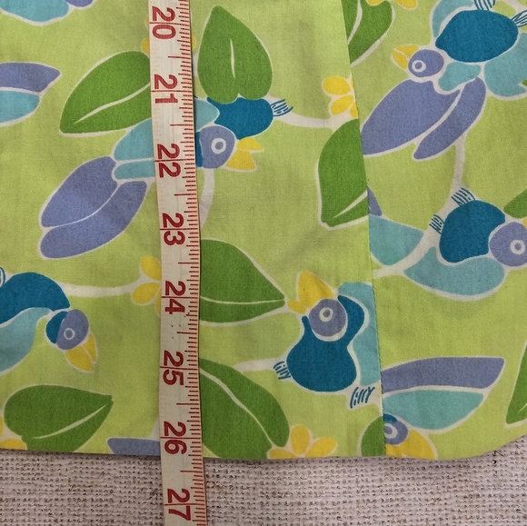 Lilly Pulitzer Strapless Dress 2 Green Toucan Floral Cotton Back Tie Below Knee - Picture 9 of 10